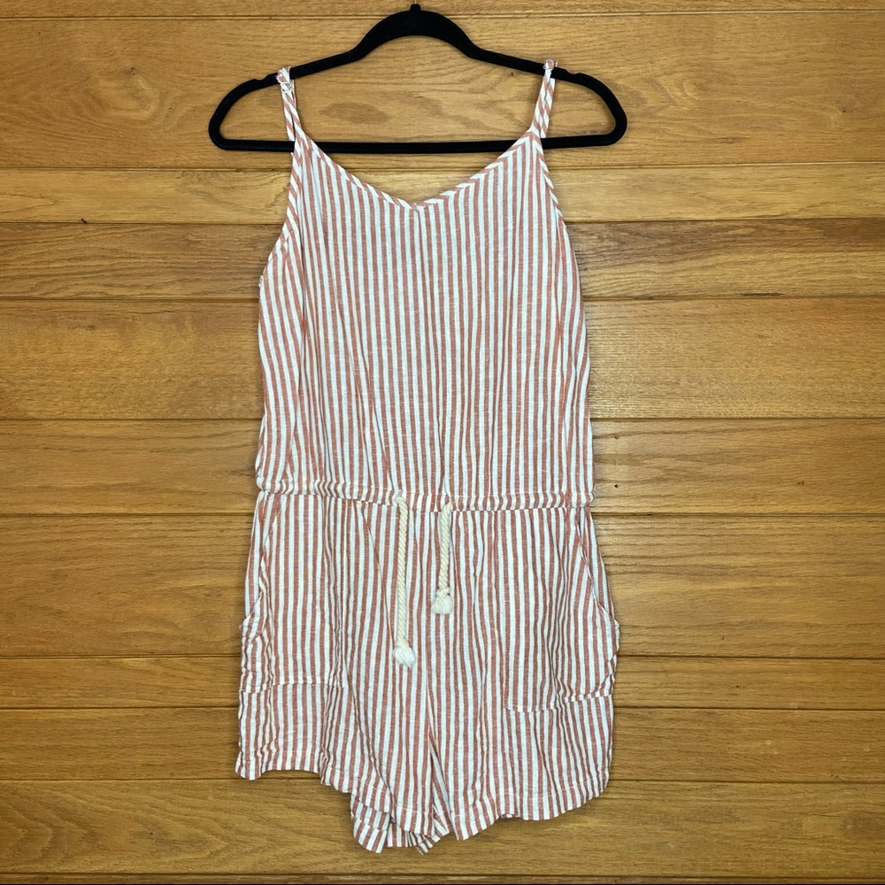 Altar'd State striped Rosewood linen blend romper